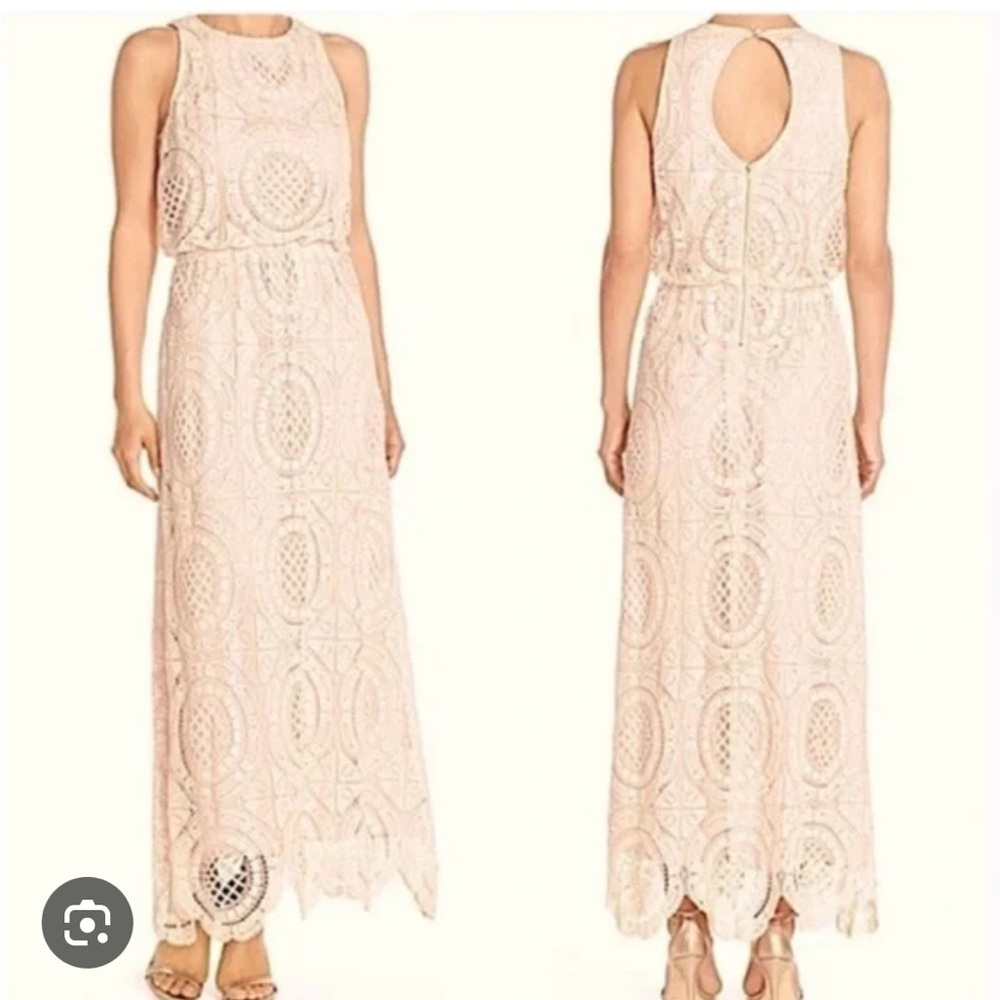 Eliza J Lace Blouson Maxi Dress - Blush